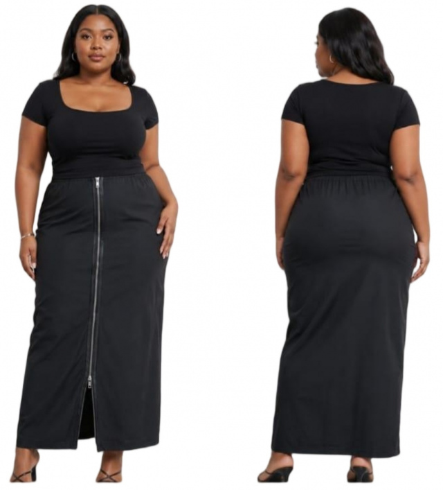 Plus Size Leather Skirt