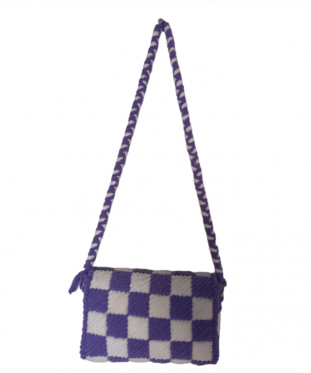 Purple and White Hand Bag Crochet