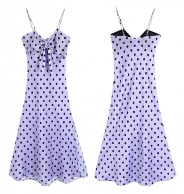 Purple and Black Dot Dress